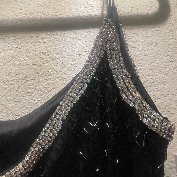 Mac Duggal  93551 Black Beaded Spaghetti Strap Column Gown Size 14 NWT - Picture 7 of 10